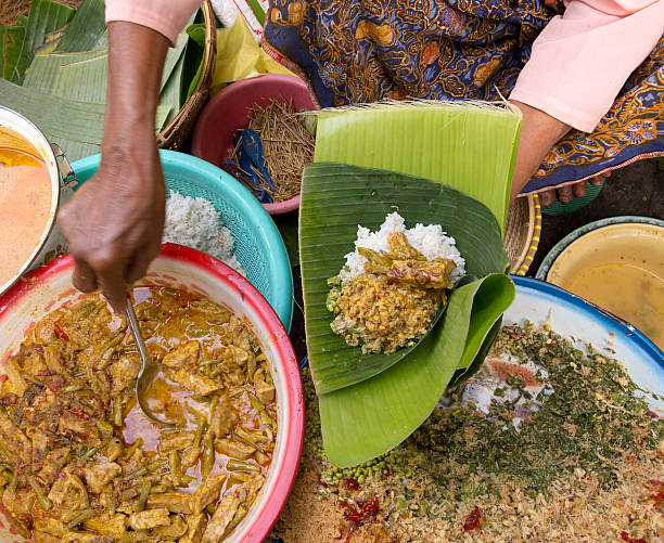 istock market stall curry banana leaf packaging Indonesia 149136161