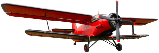 istock Red agricultural plane against white background 1491365153