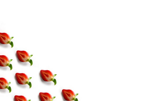 istock Strawberries in the corner of the frame on a white background. Flat lay 1491368984