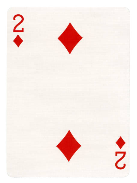 Two of diamonds playing card, isolated on white background.