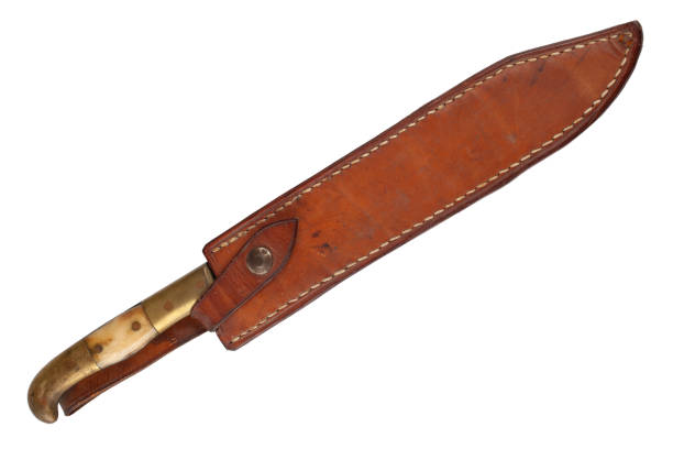 istock Vintage hunting knife with leather holster 1491377220