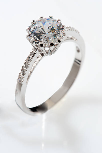istock White gold ring with a princess cut diamond 149137726