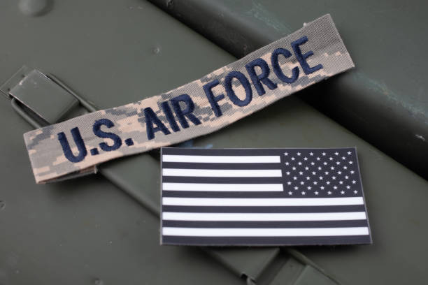 istock US AIR FORCE branch tape and us national flag patch on green ammo can 1491377396