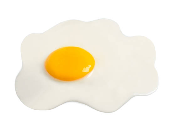 istock Tasty fried chicken egg isolated on white 1491378035