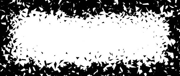 ilustraciones, imágenes clip art, dibujos animados e iconos de stock de escombros y roturas en forma de rectángulo. pedazos negros rotos, manchas, manchas, partículas, escalofríos. explosión abstracta y explosión de elemento rectangular texturizado. ilustración de marco vectorial - exploding breaking impact glass