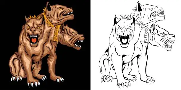 Vector illustration of cerberus vector illustration in detailed style