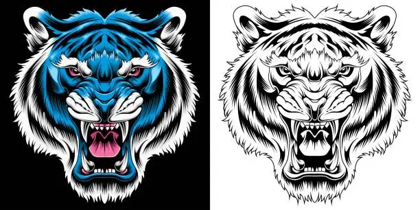 Vector illustration of angry tiger head vector illustration