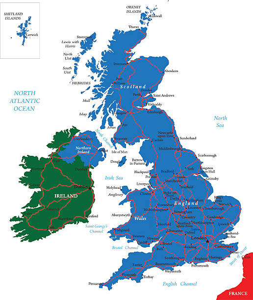 United Kingdom map Highly detailed map of United Kingdom. nottinghamshire map stock illustrations