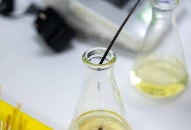Acid-base reaction titration in Laboratory.