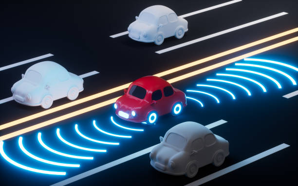 istock Autonomous Self Driving Car Moving through highway, Autopilot and sensing systems, 3d rendering. 1491404643