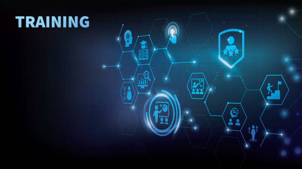 istock Banner Training concept. set of training icons, presentation, seminar, video conference 1491405944