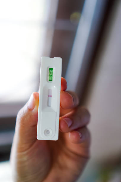 istock The vertical image shows a negative result of a test using an antigen test kit to detect COVID-19. 1491407844