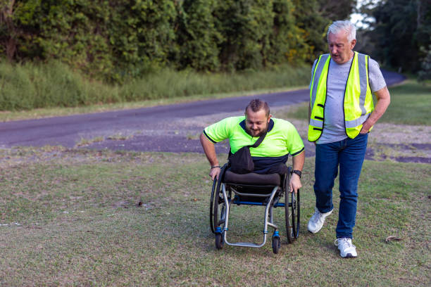 istock Disabled Man in a Wheelchair with a Workmate 1491409282