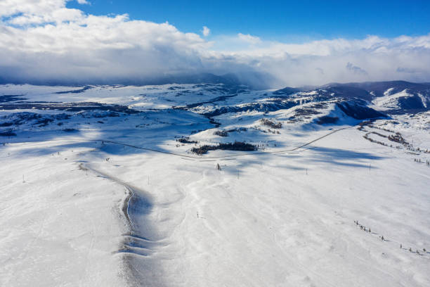 istock Altai mountains in winter. Kurai ridge. Aerial view. 1491409354