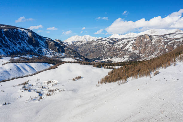 istock Altai mountains in winter. Kurai ridge. Aerial view. 1491409431