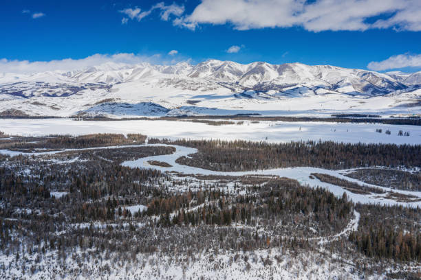 istock Altai mountains in winter. Kurai ridge. Aerial view. 1491409467
