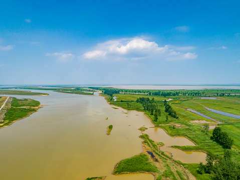 rural river aerial photography