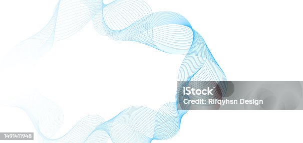 istock Abstract blue gradient flowing wave line on white background 1491411948