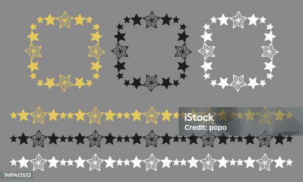 Star Line Frame Handdrawn Style Stars Lines Squares Vector Frame Illustrations Set ...