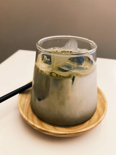 istock Green tea with milk in coffee shop 1491412555