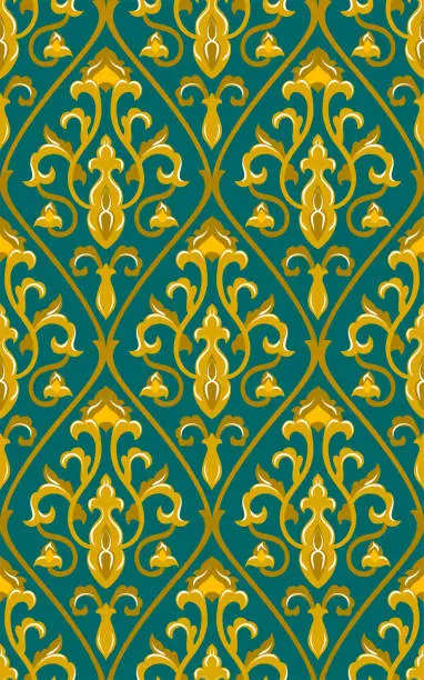 Vector illustration of Oriental damask vector pattern.