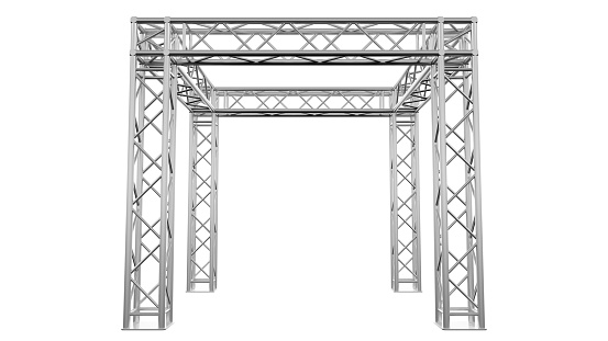 3d rendering of Aluminium truss construction for event business isolated on white background