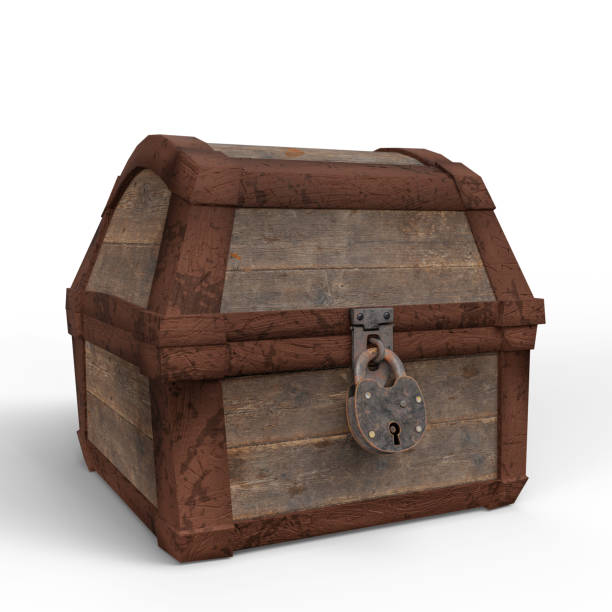 istock Closed Chest with Lock on White Background. 3D Illustration. File with Clipping Path. 1491415988