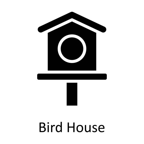 vogelhaus-vektor-solid-icon-design-illustration. landwirtschaftssymbol auf weißem hintergrund eps 10 datei - birdhouse wood isolated white background stock-grafiken, -clipart, -cartoons und -symbole