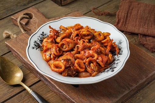 Squid Spicy Chili Chutney is a traditional Malay dish called Sambal Sotong eat with rice