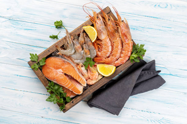 istock Seafood in wooden box 1491425711