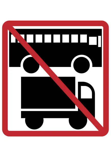 Vector illustration of Illustration prohibiting large vehicles such as buses