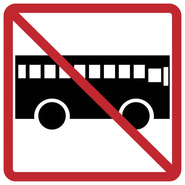 Vector illustration of Illustration prohibiting large vehicles such as buses