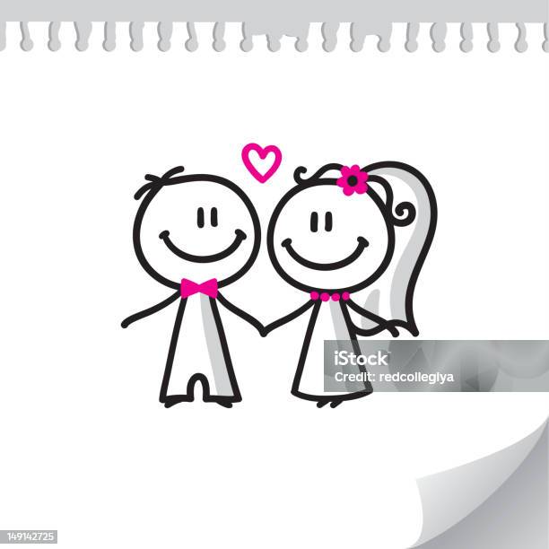 A Sketch Image Of A Wedding Couple Stock Illustration - Download Image Now - Bride, Groom - Human Role, Cartoon