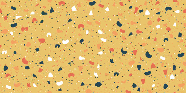 beige, gelb, orange und grüne farbe nahtloser textur-terrazzoboden. - color swatch architecture wallpaper pattern marble stock-grafiken, -clipart, -cartoons und -symbole