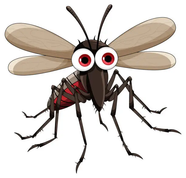 Vector illustration of Cute mosquito cartoon character flying