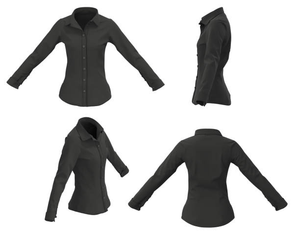 istock Woman Shirt. Button down shirt. Black Shirt 1491428310