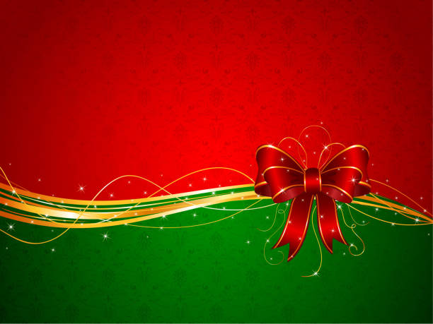 illustrazioni stock, clip art, cartoni animati e icone di tendenza di sfondo di natale con fiocco - christmas backgrounds swirl green