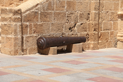 Canyons on the walls of the church of San Bartolome in Javea town