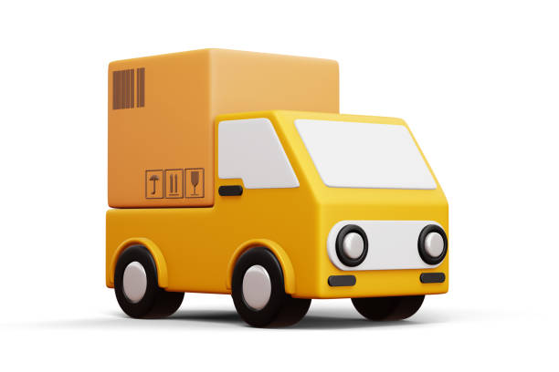 istock Delivery car with parcel box, transport vehicle, 3d rendering 1491432731