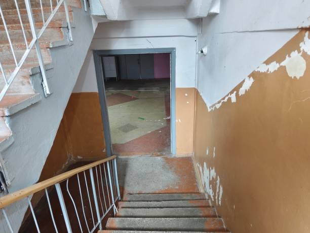istock Old unfinished building interior and stair 1491434375
