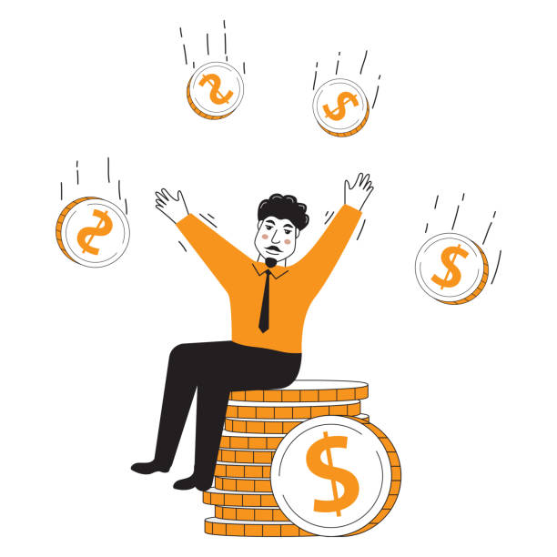 istock Happy businessman sitting on coins.Successful investor or entrepreneur. 1491435227