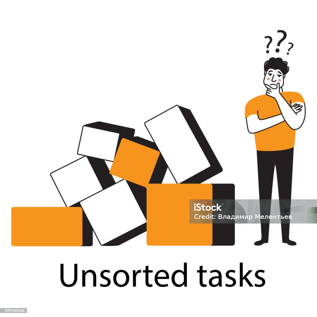 Unsorted Taskstired And Exasperated Office Workerproductive Workflow ...