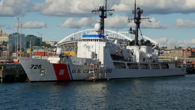 U.S. Coast Guard ship in Seattle shipyard