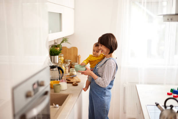 istock Mother and baby boy in the kitchen 1491439799
