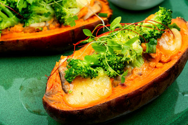 istock Sweet potato stuffed with vegetables. 1491441738