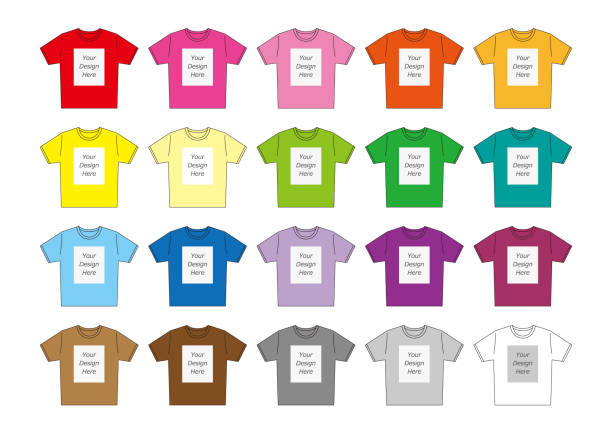 T-shirt (color variation, mockup) T-shirt (color variation, mockup) tシャツ stock illustrations