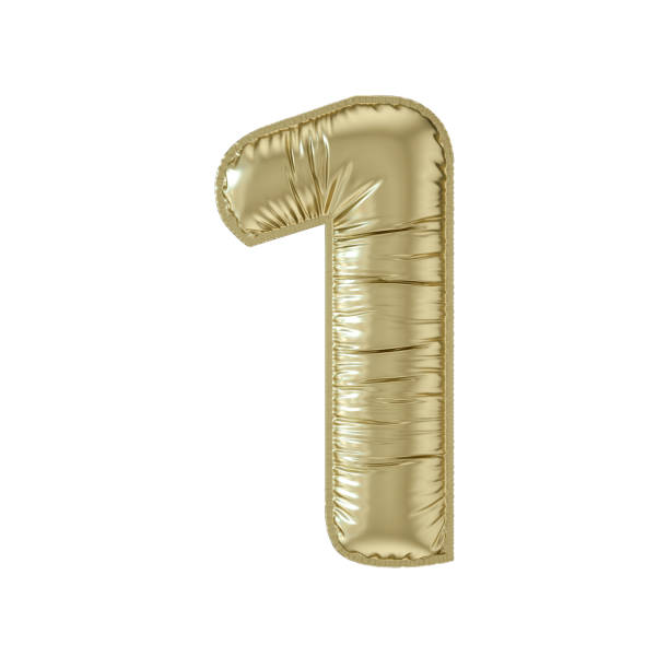 istock Number 1 balloon foil gold colored on white background 1491446973