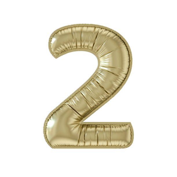 istock Number 2 balloon foil gold colored on white background 1491447261