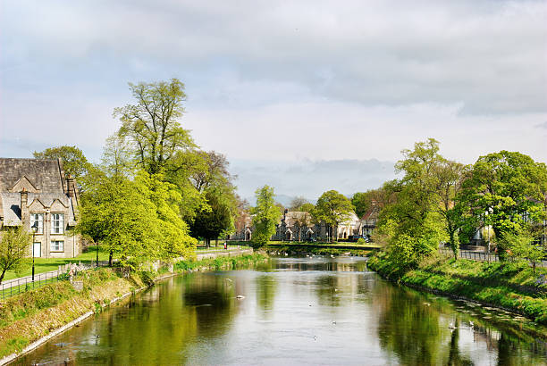 Tranquil view of the River Kent at Kendal stock photo