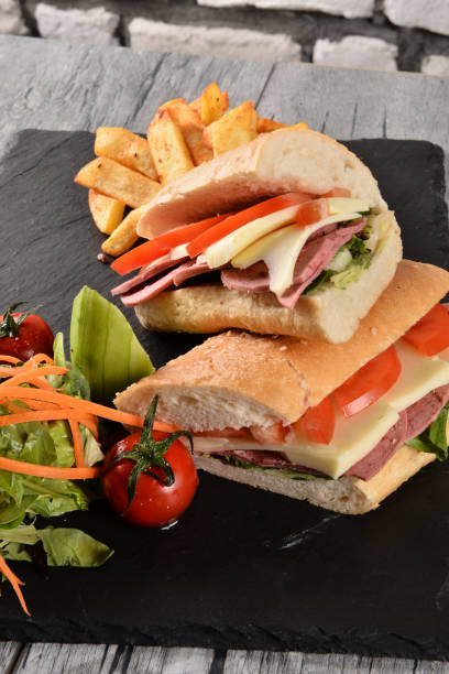 istock Cheese and salami sandwich 1491447396